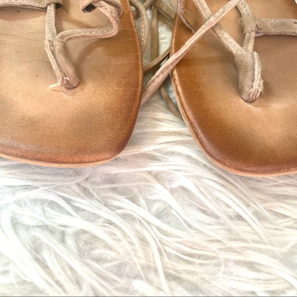 Jeffrey Campbell Lace Up Sandals Beige Size 9 Boho Suede Leather Summer - Picture 6 of 7